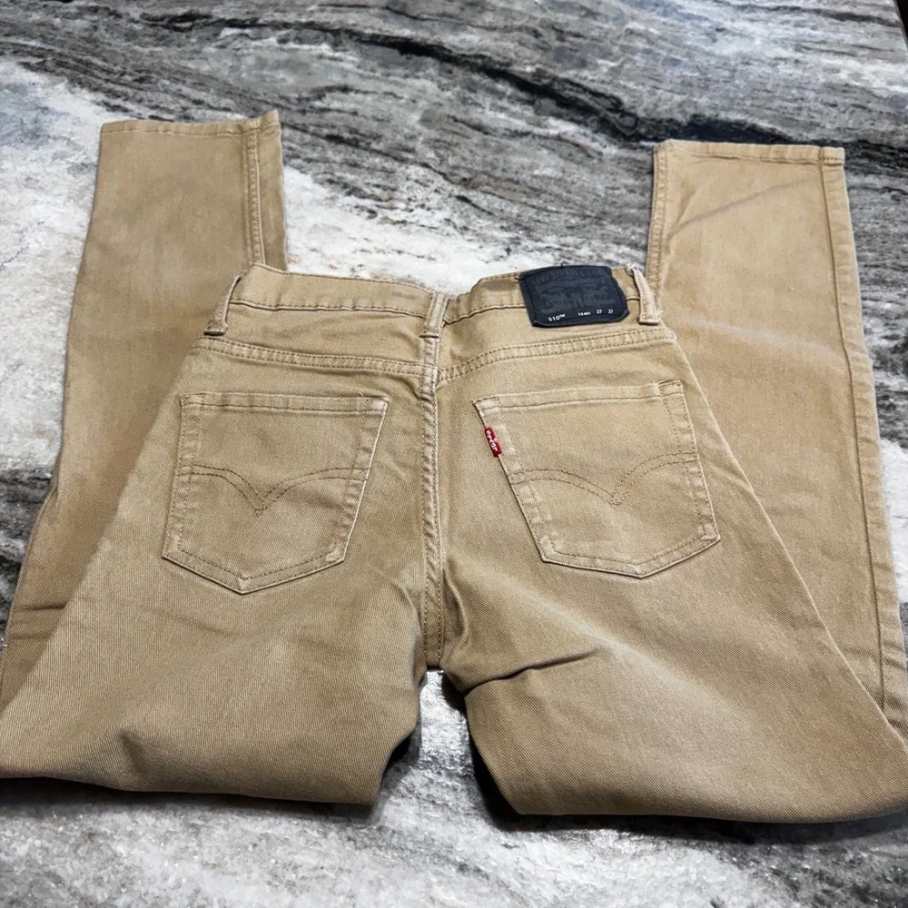 Levis 510 Skinny Kids Jeans Tan Khaki Stretch‎  Size 14 Reg W27 L27 55110-2119